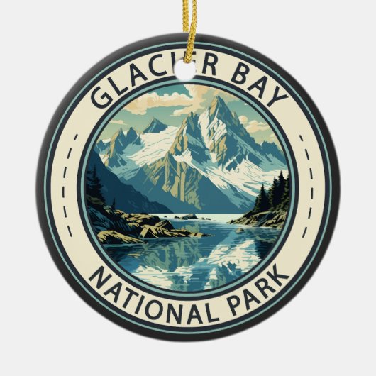 Glacier Bay National Park Illustratie Reiskunst Keramisch Ornament (Voorkant)