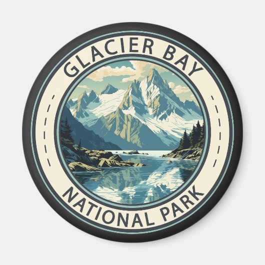 Glacier Bay National Park Illustratie Reiskunst Magneet (Voorkant)