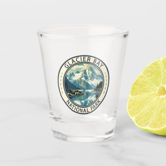 Glacier Bay National Park Illustratie Reiskunst Shot Glas (Voorkant)
