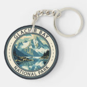 Glacier Bay National Park Illustratie Reiskunst Sleutelhanger (Achterkant)