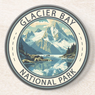 Glacier Bay National Park Illustratie Reiskunst Zandsteen Onderzetter