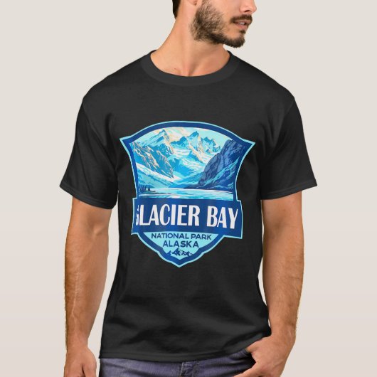 Glacier Bay National Park Illustratie Reizen Retr T-shirt (Voorkant)