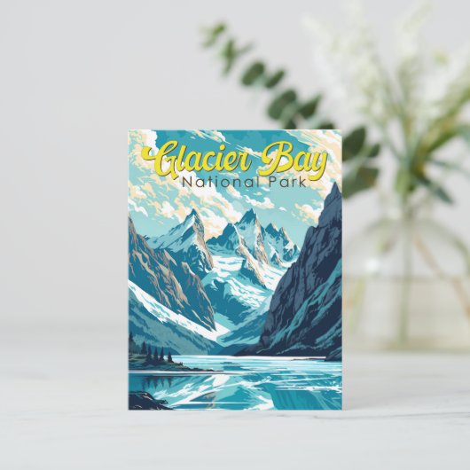 Glacier Bay National Park Illustratie Retro Briefkaart (Staand voorkant)