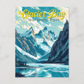 Glacier Bay National Park Illustratie Retro Briefkaart (Voorkant)