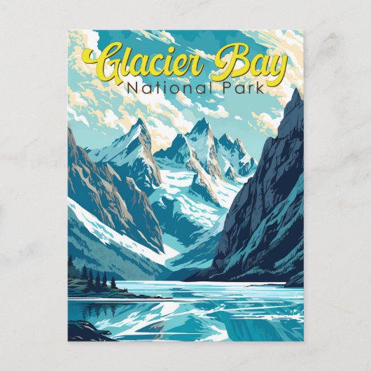 Glacier Bay National Park Illustratie Retro Briefkaart (Voorkant)