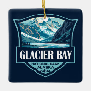 Glacier Bay National Park Illustratie Retro Keramisch Ornament