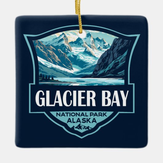Glacier Bay National Park Illustratie Retro Keramisch Ornament (Voorkant)