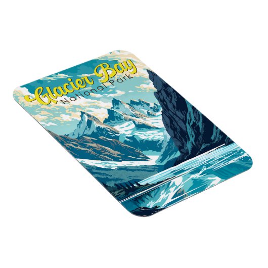 Glacier Bay National Park Illustratie Retro Magneet (Rechterzijde)