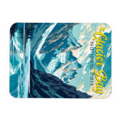 Glacier Bay National Park Illustratie Retro Magneet (Horizontaal)