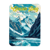 Glacier Bay National Park Illustratie Retro Magneet (Verticaal)