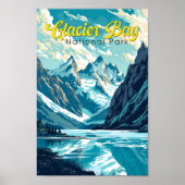 Glacier Bay National Park Illustratie Retro Poster (Voorkant)