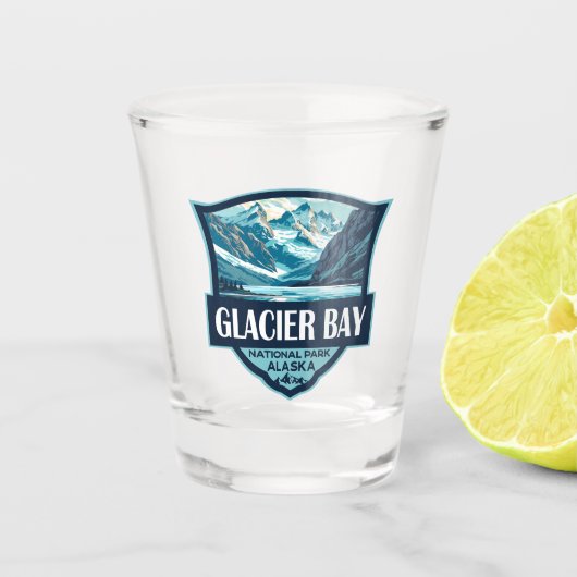 Glacier Bay National Park Illustratie Retro Shot Glas (Voorkant)