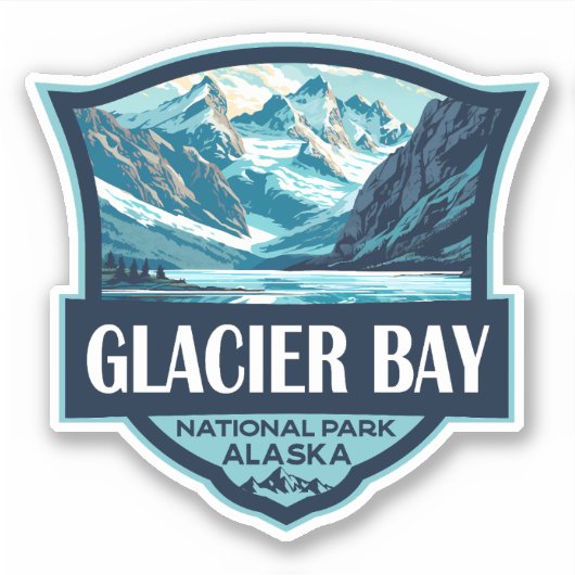 Glacier Bay National Park Illustratie Retro Sticker (Voorkant)