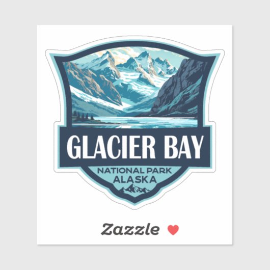 Glacier Bay National Park Illustratie Retro Sticker (Vel)