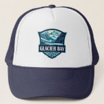 Glacier Bay National Park Illustratie Retro Trucker Pet<br><div class="desc">Glacier Bay Park vectorkunstwerk ontwerp. Het park is een vaderland,  een levend laboratorium,  een nationaal park,  een aangewezen wildernis,  een biosfeerreservaat en een werelderfgoedgebied.</div>