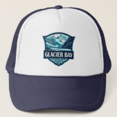 Glacier Bay National Park Illustratie Retro Trucker Pet (Voorkant)