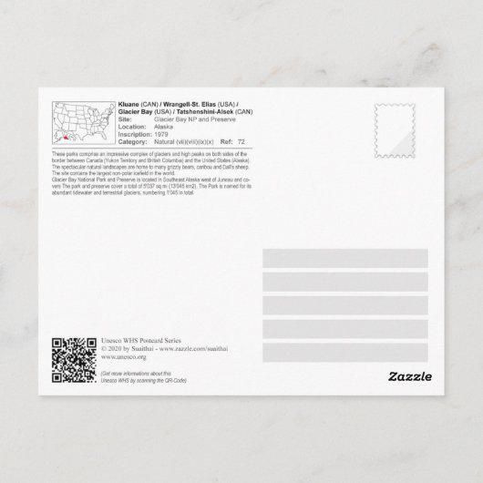 Glacier Bay National Park - Morse en Muir Glacier Briefkaart (Achterkant)
