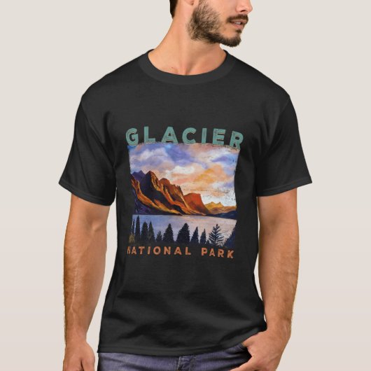 Glacier Bay National Park Mountain Sunset T-shirt (Voorkant)