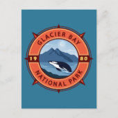 Glacier Bay National Park Orca Retro Compass Briefkaart (Voorkant)