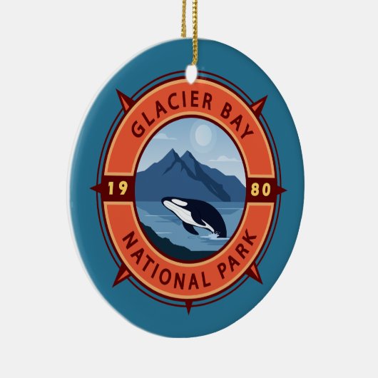 Glacier Bay National Park Orca Retro Compass Keramisch Ornament (Rechts)