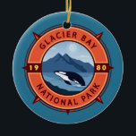 Glacier Bay National Park Orca Retro Compass Keramisch Ornament<br><div class="desc">Glacier Bay Park vectorkunstwerk ontwerp. Het park is een vaderland,  een levend laboratorium,  een nationaal park,  een aangewezen wildernis,  een biosfeerreservaat en een werelderfgoedgebied.</div>