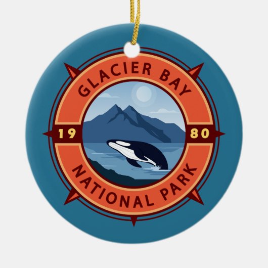 Glacier Bay National Park Orca Retro Compass Keramisch Ornament (Voorkant)