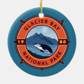 Glacier Bay National Park Orca Retro Compass Keramisch Ornament (Achterkant)