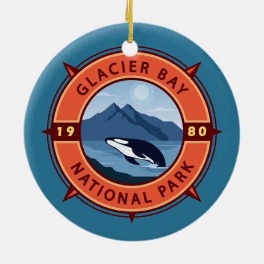 Glacier Bay National Park Orca Retro Compass Keramisch Ornament (Achterkant)
