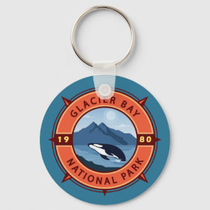 Glacier Bay National Park Orca Retro Compass Sleutelhanger