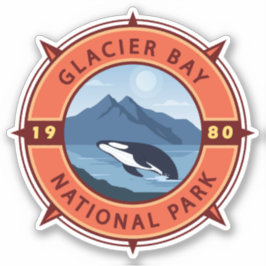 Glacier Bay National Park Orca Retro Compass Sticker