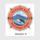 Glacier Bay National Park Orca Retro Compass Sticker (Vel)