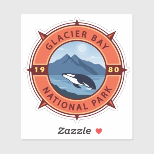 Glacier Bay National Park Orca Retro Compass Sticker (Vel)