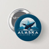 Glacier Bay Whale - Alaska Ronde Button 5,7 Cm (Voorkant /achterkant)