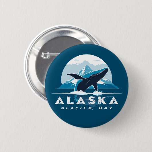 Glacier Bay Whale - Alaska Ronde Button 5,7 Cm (Voorkant /achterkant)