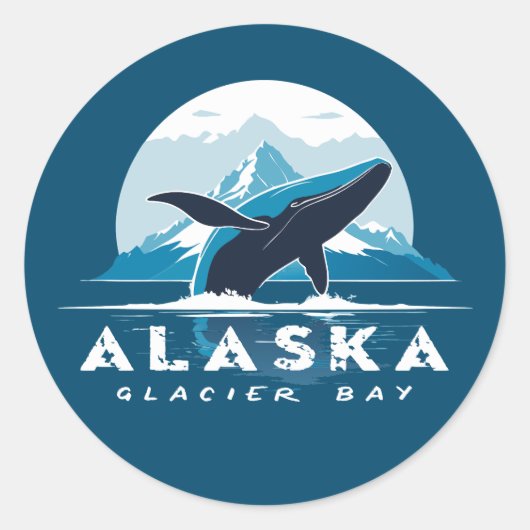 Glacier Bay Whale - Alaska Ronde Sticker (Voorkant)