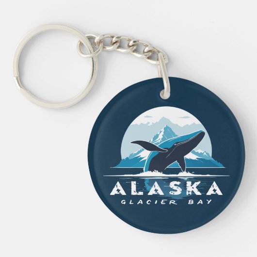 Glacier Bay Whale - Alaska Sleutelhanger (Voorkant)