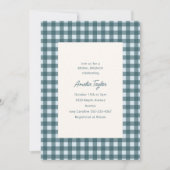 Glacier Blauwe Gingham Chic Bruiloftsborrel Brunch Kaart (Voorkant)