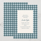 Glacier Blauwe Gingham Chic Bruiloftsborrel Brunch Kaart (Voorkant / Achterkant)