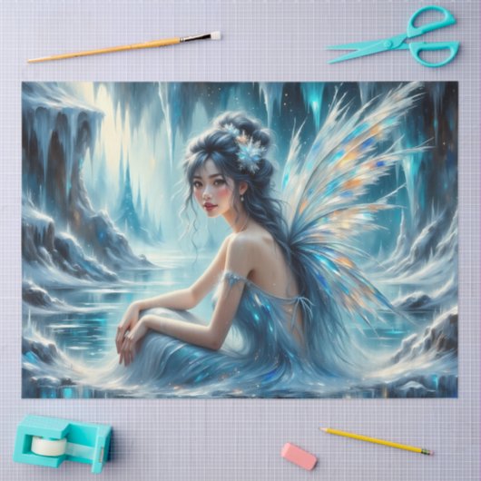 Glacier Bloom Ice Fairy Winter Fantasy Decoupage  Tissuepapier (Craft)