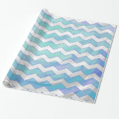 Glacier Blue Chevron Pattern Cadeaupapier (Uitgerold)