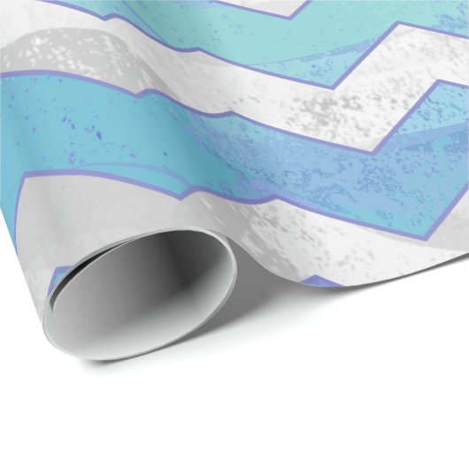Glacier Blue Chevron Pattern Cadeaupapier (Rol Hoek)