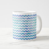 Glacier Blue Chevron Pattern Grote Koffiekop (Voorkant rechts)