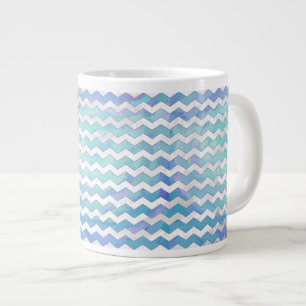 Glacier Blue Chevron Pattern Grote Koffiekop