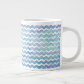 Glacier Blue Chevron Pattern Grote Koffiekop (Rechts)