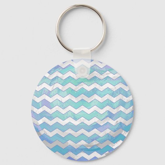 Glacier Blue Chevron Pattern Sleutelhanger (Voorkant)