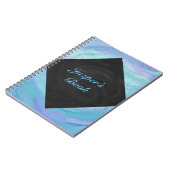 Glacier Blue en Black Textured Monogram Notitieboe Notitieboek (Linkerzijde)