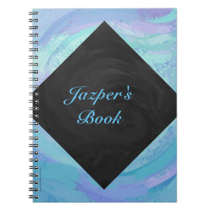 Glacier Blue en Black Textured Monogram Notitieboe Notitieboek