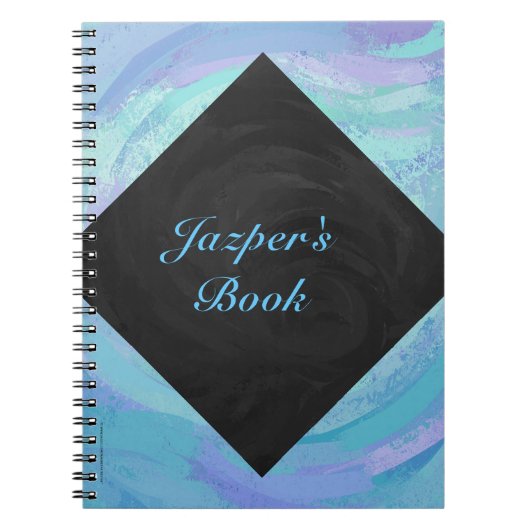 Glacier Blue en Black Textured Monogram Notitieboe Notitieboek (Voorkant)