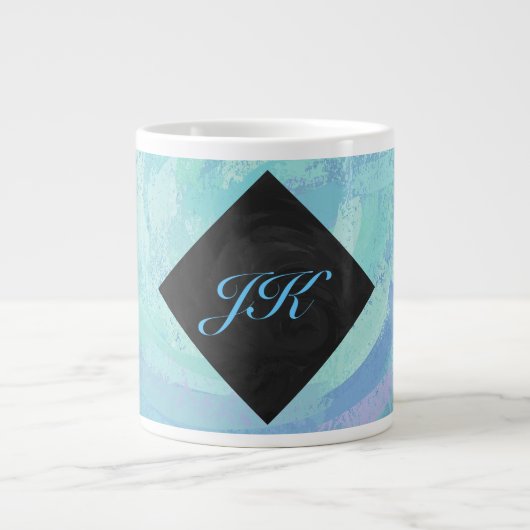 Glacier Blue Monogram Grote Koffiekop (Voorkant)