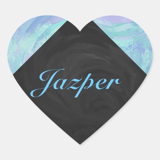 Glacier Blue Monogram Hart Sticker (Voorkant)